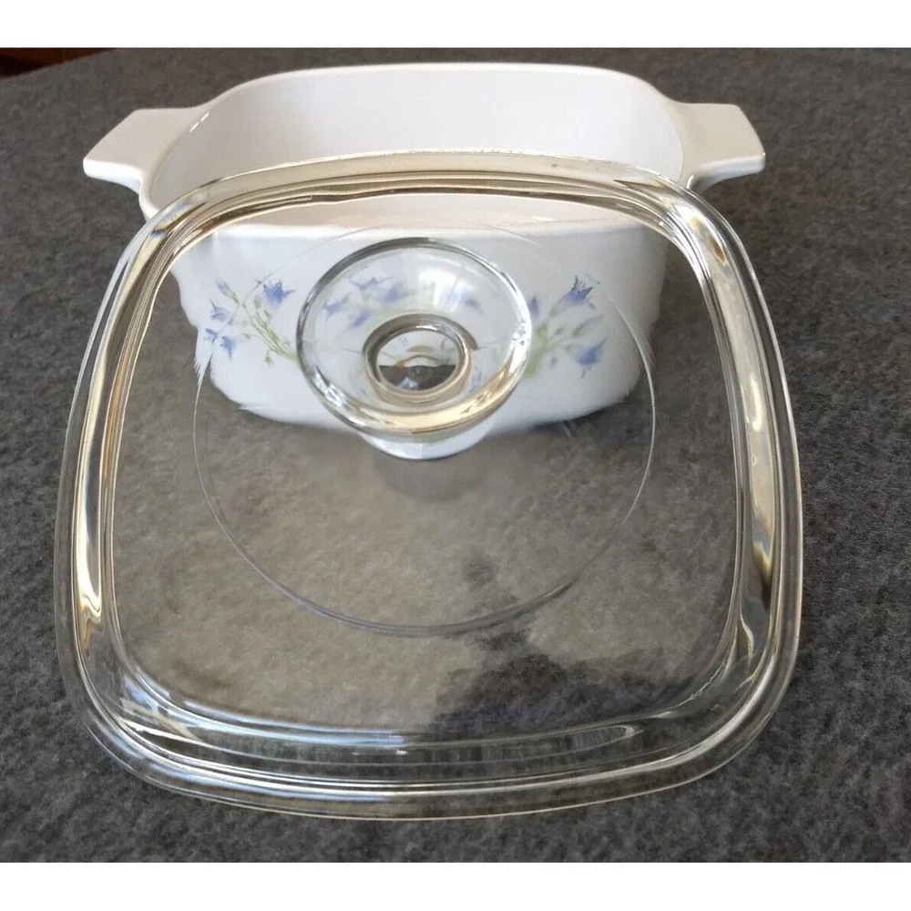 Corning Ware Blue Dusk Floral Casserole Dish A-1.5L Tab Handle Pyrex Lid Vtg USA